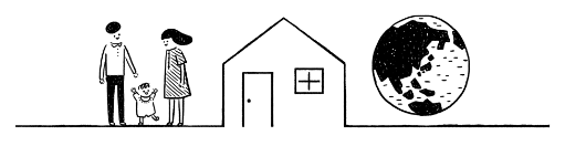 人と家と地球のイラスト